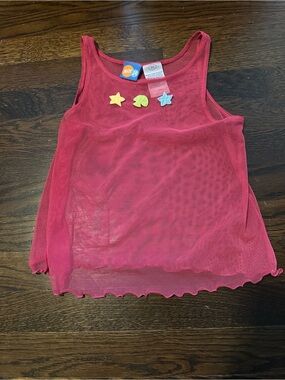 Vintage Nickelodeon Bright Pink Mesh Swim Coverup with Shell Accents